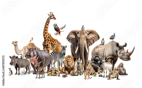 background with African animals on white.