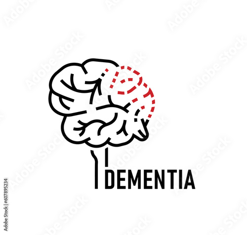 Vector dementia icon in outline style. Editable illustration