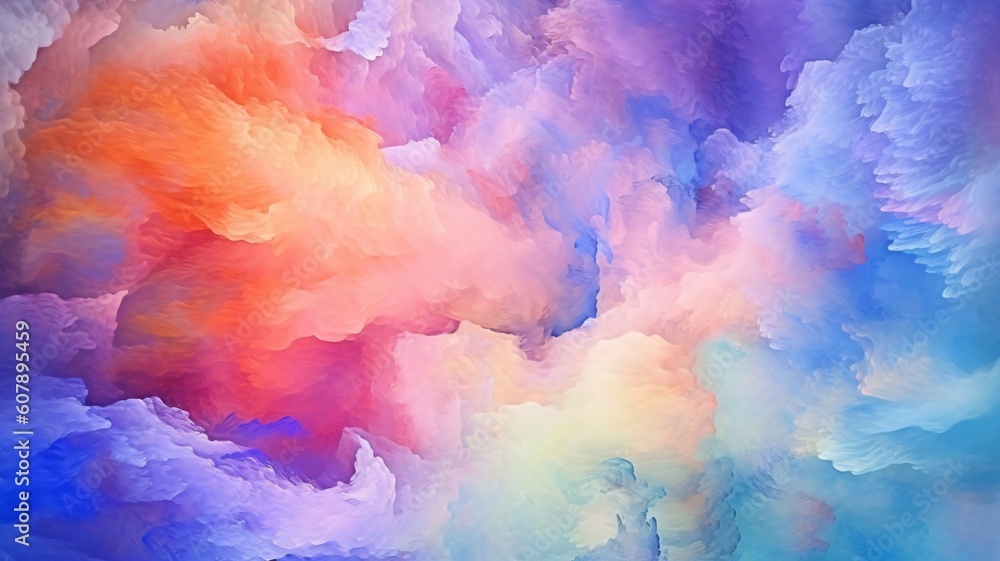Abstract colorful smoke or cloud watercolor painting background. Generative ai