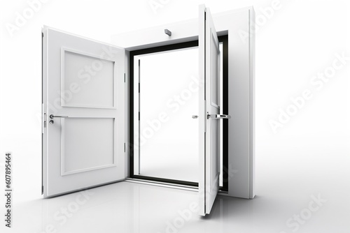 white open door isolated on white background. Generated by AI.