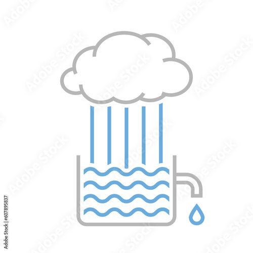 Rainwater harvesting icon. Drought tolerant logo idea.