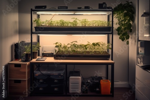 a minimalist setup  with only the most essential equipment for growing  created with generative ai