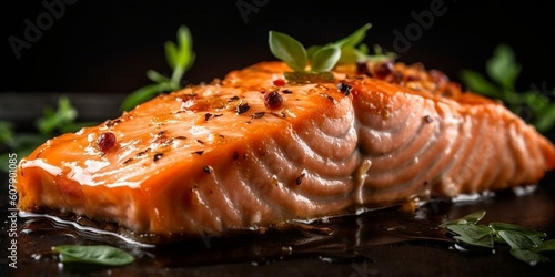 Salmon fillets on the table, created with generative AI