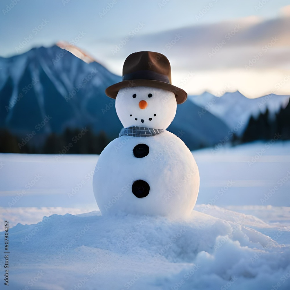 Obraz premium snowman in the snow