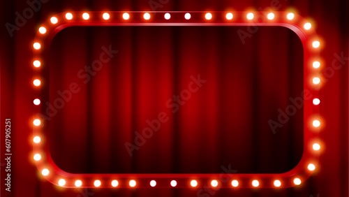 Marquee sign and red curtains scene motion  loop background