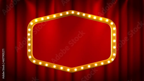 Marquee sign and red curtains scene motion  loop background