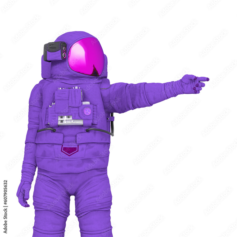 astronaut is pointing and showing the way