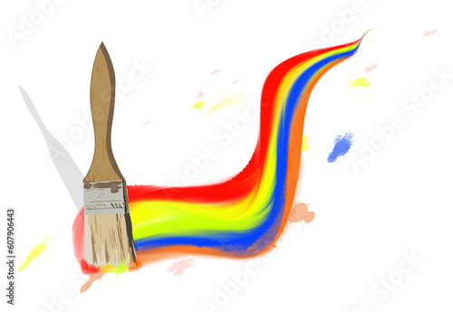 abstract brush and paint in colorful gradient colors, white background