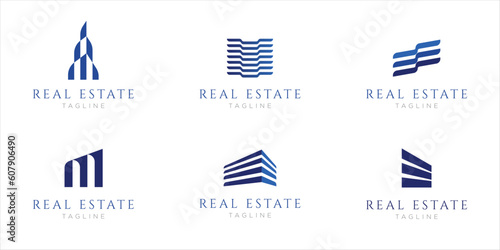 Real estate logo set collection, luxury minimalist design, abstract creative building vector set