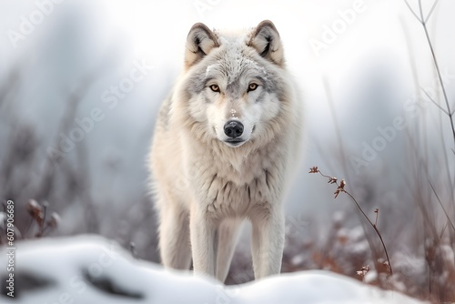 Timber wolf in snow, Generative AI