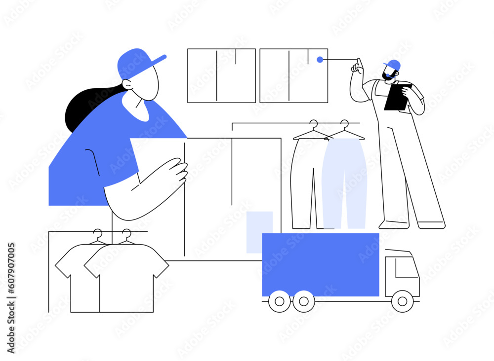 Garment delivery abstract concept vector illustration.