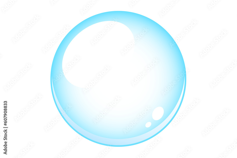 Blue colored high quality water bubble isolated on white background - vector illustration