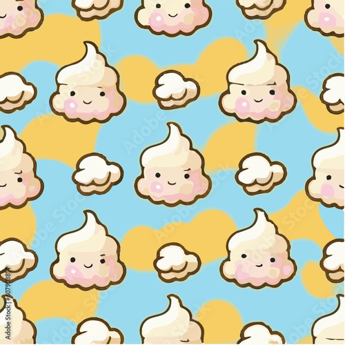 cute simple meringue pattern, cartoon, minimal, decorate blankets, carpets, for kids, theme print design
