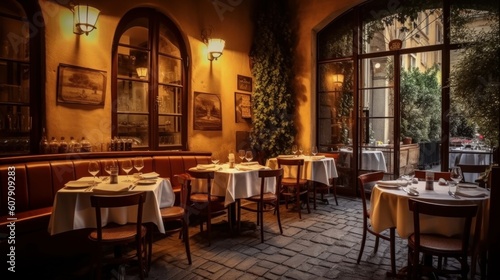 Generative AI illustration of italian restaurant