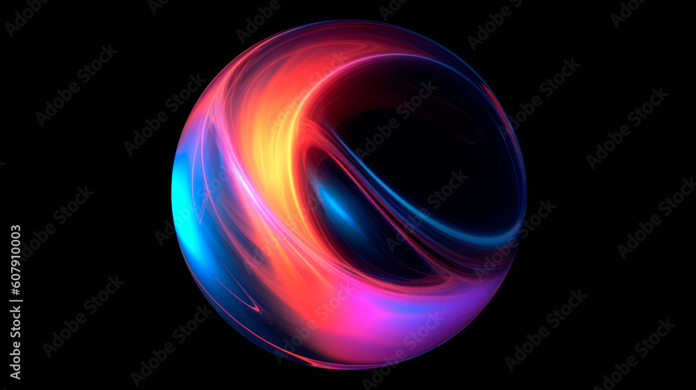 Abstract Background with Glowing Circle. Colorful Lights on Black Background. Generative Ai. Abstract Background with Glowing Circle. Colorful Lights on Black Background. Generative Ai.