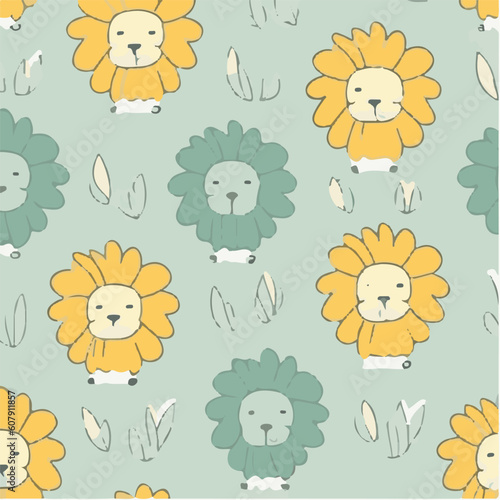 cute simple lion pattern  cartoon  minimal  decorate blankets  carpets  for kids  theme print design 