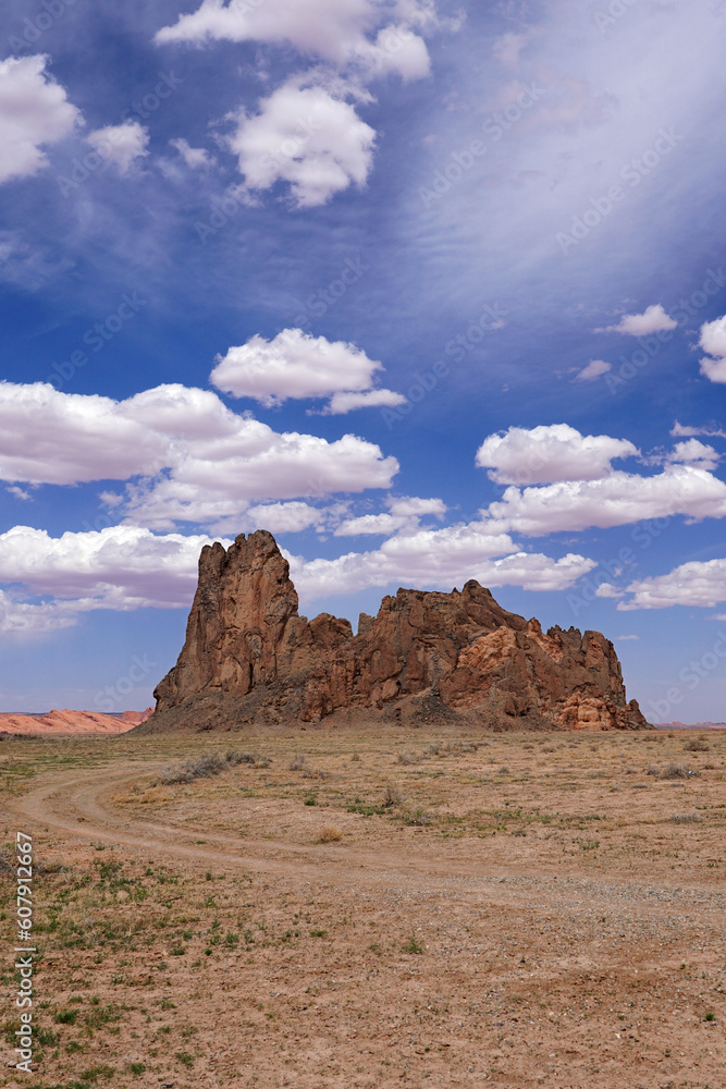Church Rock formation under a blue sky in Arizona
