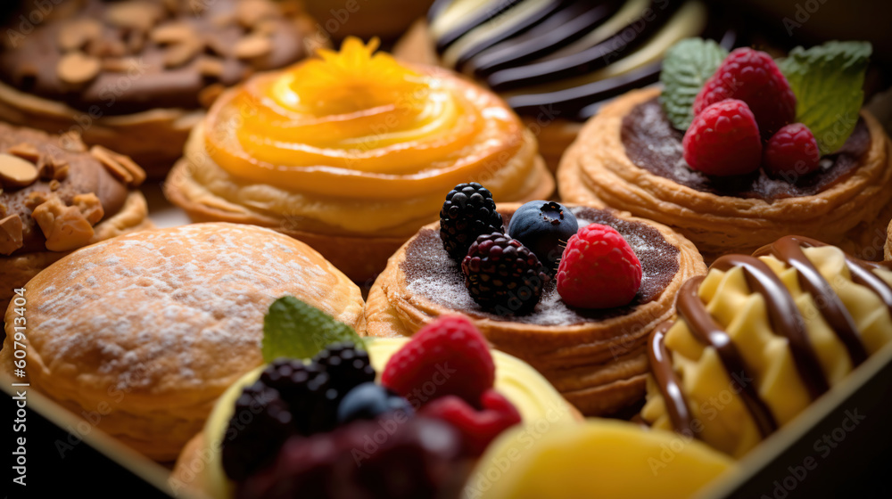 Of pastries, sweet and indulgent flavors, Generative AI Of pastries, sweet and indulgent flavors, Generative AI