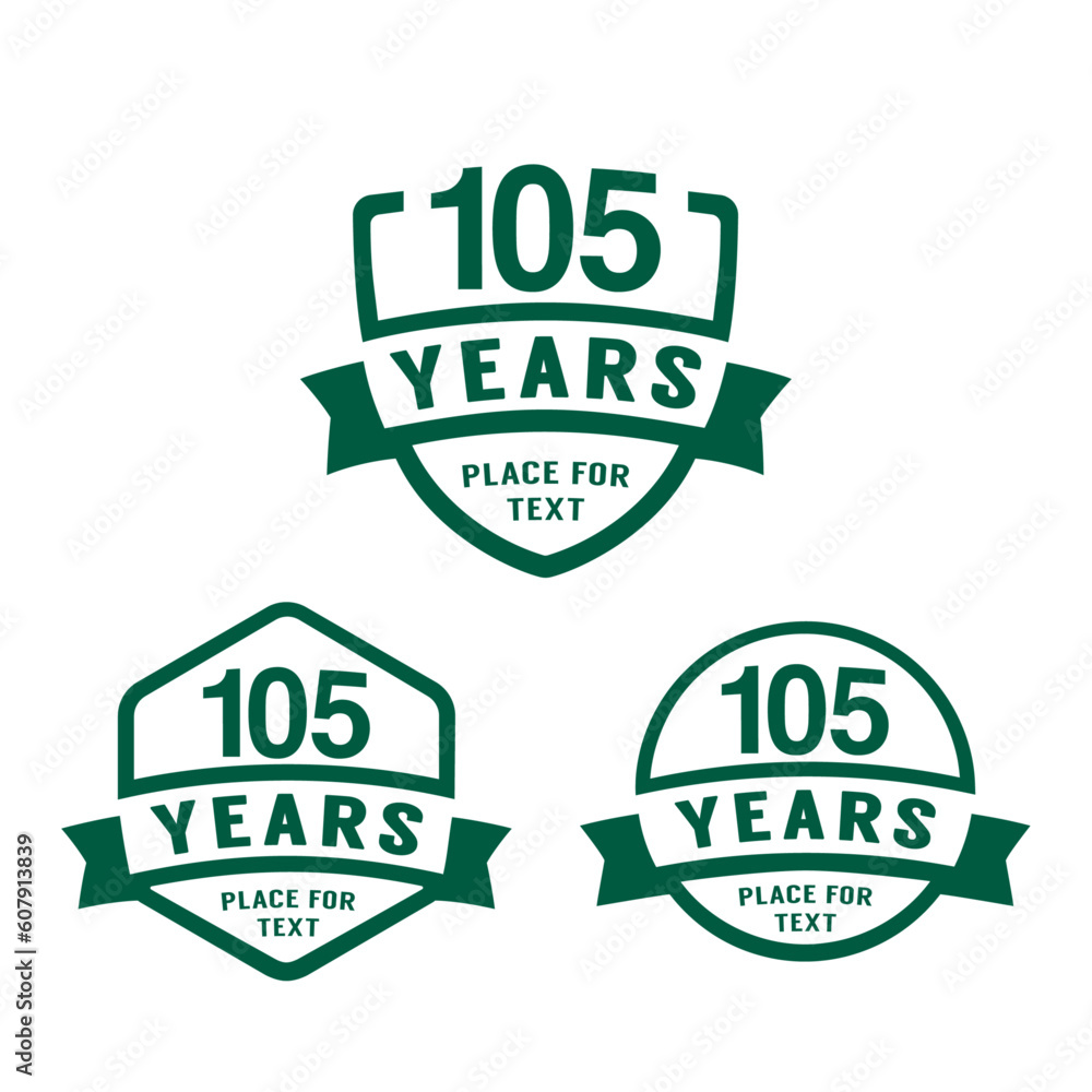 Obraz premium 105 years anniversary celebration logotype. 105th anniversary logo collection. Set of anniversary design template. Vector illustration.