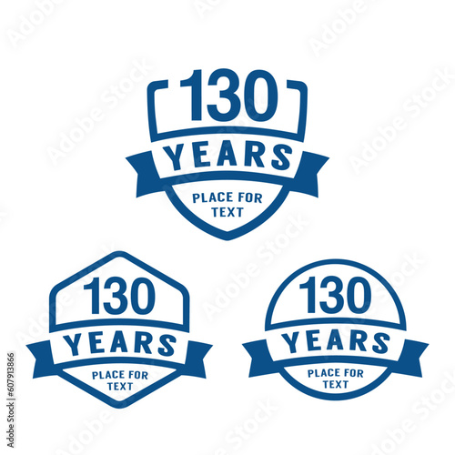 130 years anniversary celebration logotype. 130th anniversary logo collection. Set of anniversary design template. Vector illustration.
