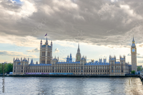 Houses of Parliament and Big Ben in London at sunset