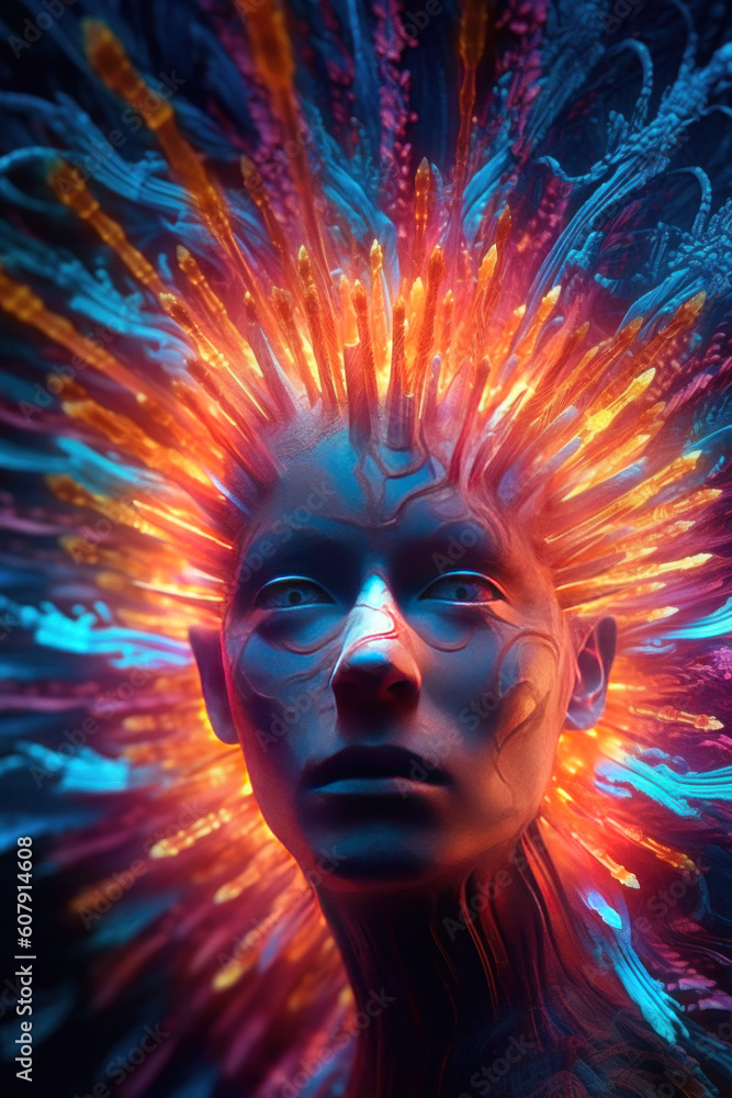 portrait of a person manifesting their connections to the divine. Generative Ai. portrait of a person manifesting their connections to the divine. Generative Ai.