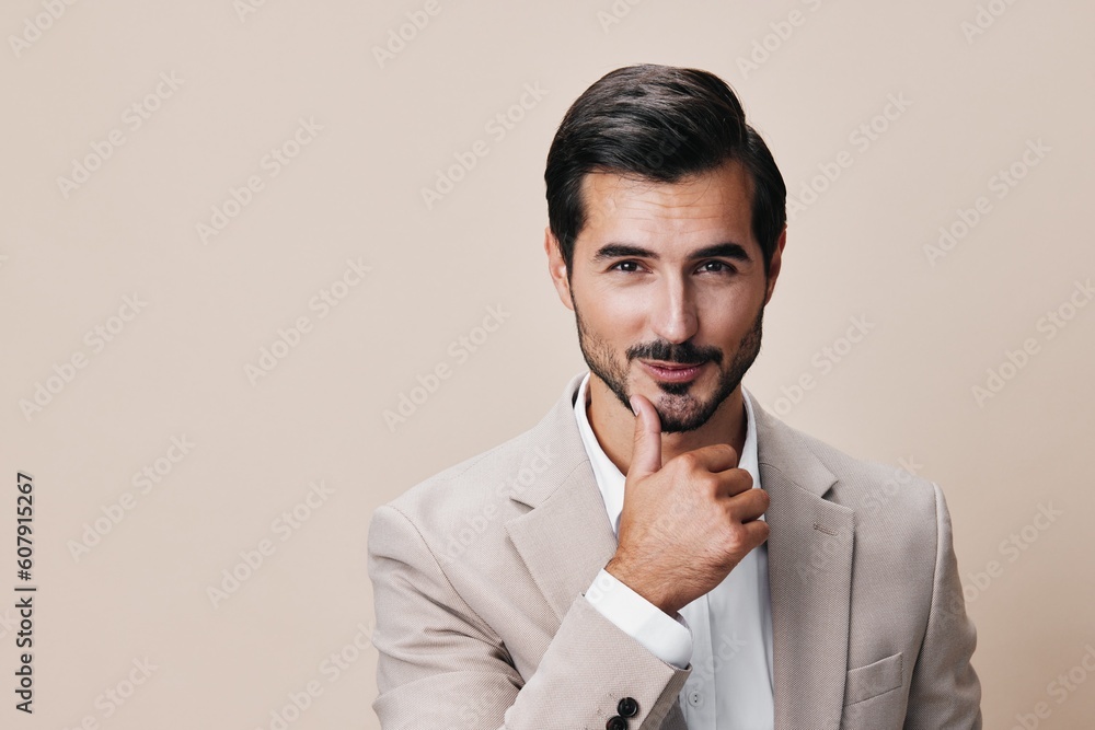 smiling man copyspace businessman suit happy beige tie handsome portrait business smiling man copyspace businessman suit happy beige tie handsome portrait business