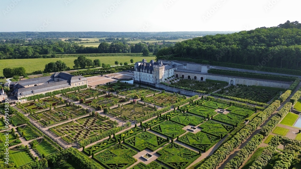 drone photo chateau de Villandry France europe