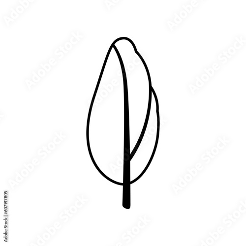 Black silhouette of a tree with crown. Clipart.