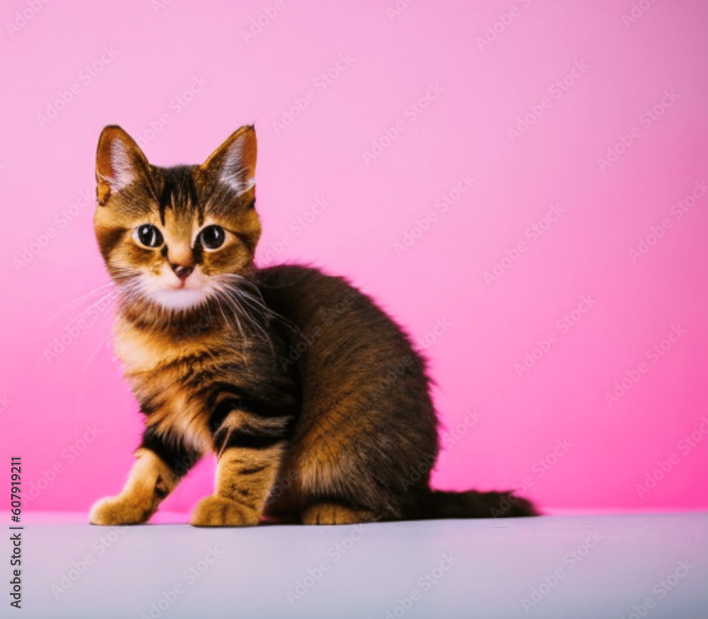 cute little brown tabby cat animal, pet, sitting studio Generative AI cute little brown tabby cat animal, pet, sitting studio Generative AI