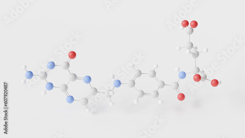 folic acid molecule 3d, molecular structure, ball and stick model, structural chemical formula folate