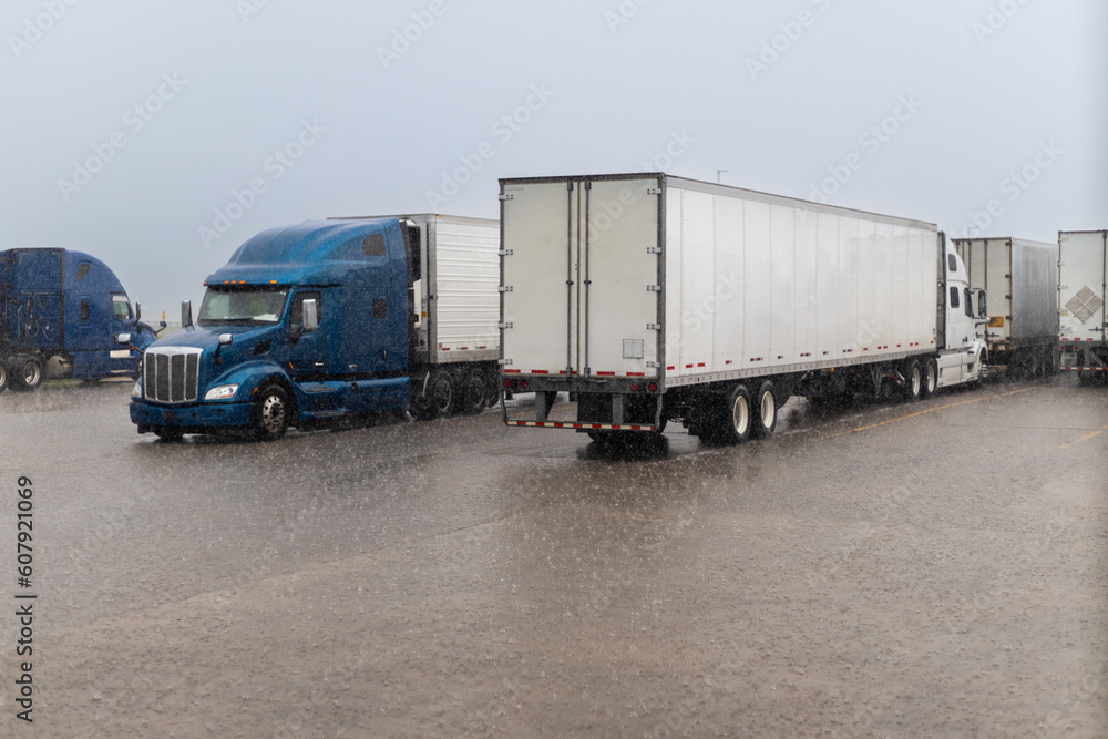 heavy rain and semi trucks 