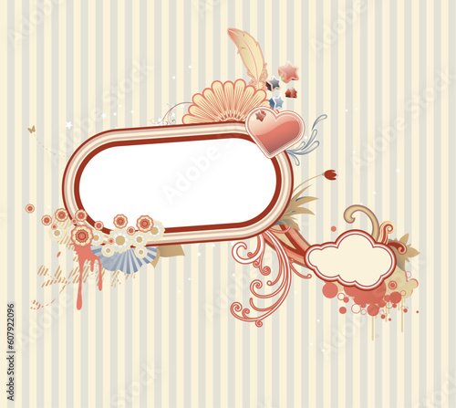 Vector illustration of funky styled design frame made of floral elements