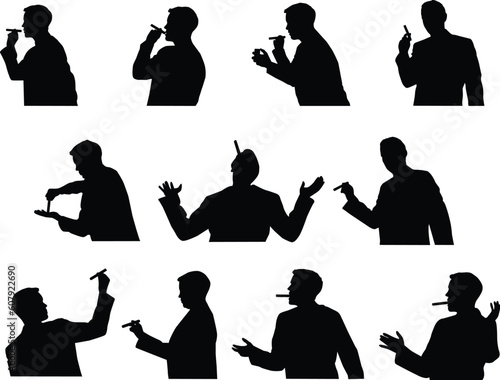 man smoking silhouettes