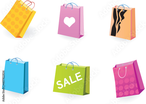 Vector pack of shopping bag set for eshop or magazines.
