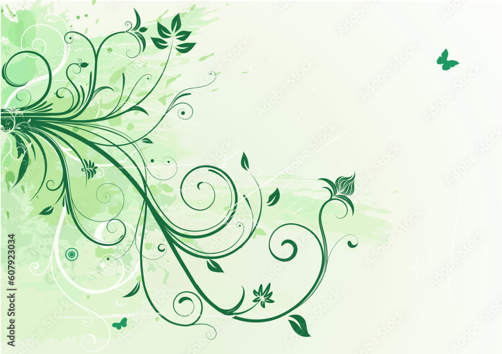 Vector illustration of green Grunge Floral Background Vector illustration of green Grunge Floral Background