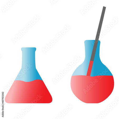 Laboratory equipment. Vector image of flasks in 3d