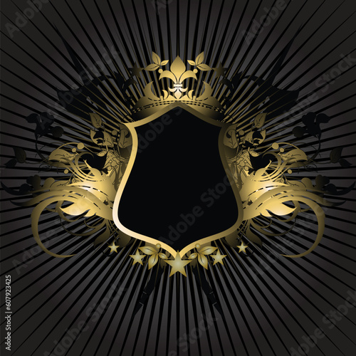 ornamental shield, this illustration may be usefull as designer work.