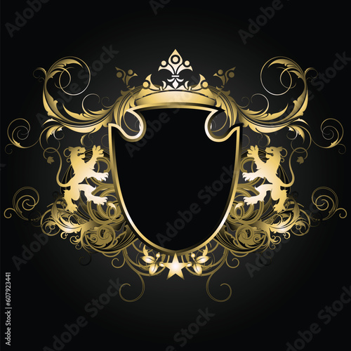 ornamental shield, this illustration may be usefull as designer work.