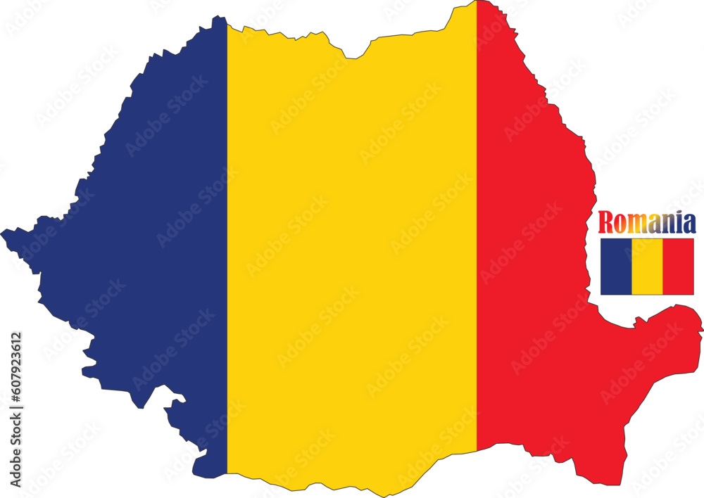 Fototapeta premium Romania Map and Flag