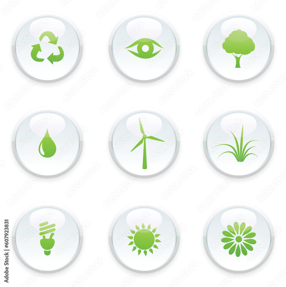 Vector illustration of green ecology icon set Vector illustration of green ecology icon set