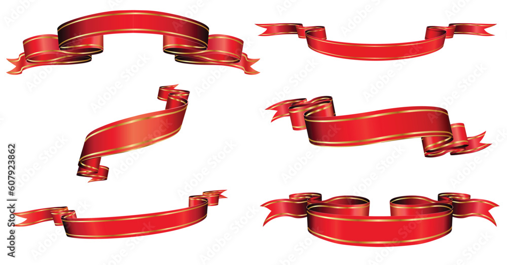 Vector illustration of red blanked bows, ribbons and banners With Space for Text