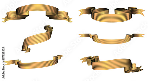 Vector illustration of golden blanked bows, ribbons and banners With Space for Text
