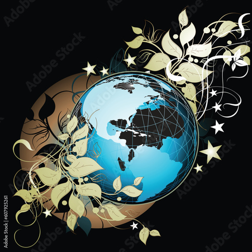 world floral, this illustration may be usefull as designer work.