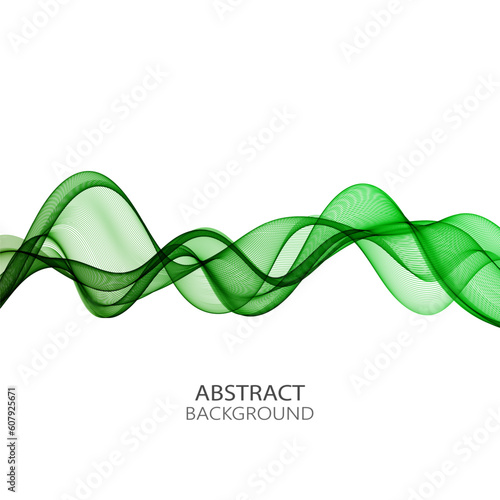 Green vector horizontal wave isolated on white background, design element