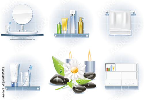 Set of bath and spa related icons