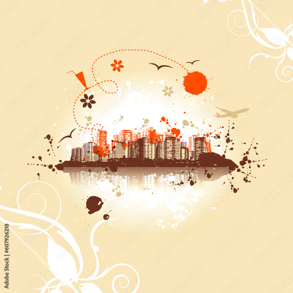 Naklejka premium Cityscape background, urban art