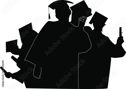 silhouette of  graduation celebration , vector file isolated on white background