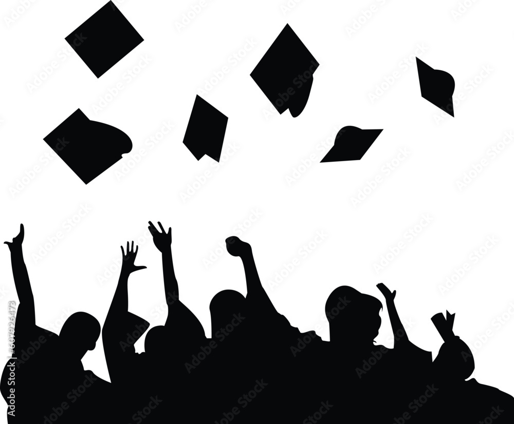 silhouette of graduation celebration , vector file isolated on white ...