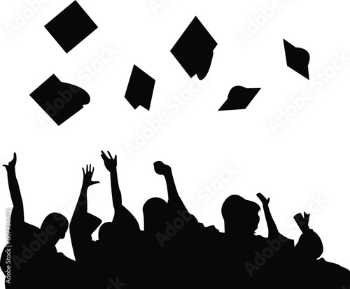 silhouette of  graduation celebration , vector file isolated on white background